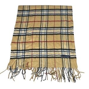 V. FRAAS Tan and Black Plaid Scarf